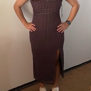Elegant Polka Dot Dress - Brown and White